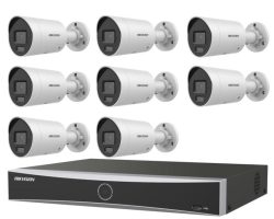 Hikvision 8 kamerás IP kamerarendszer 8MP ColorVu 3.0 kültéri csőkamerával